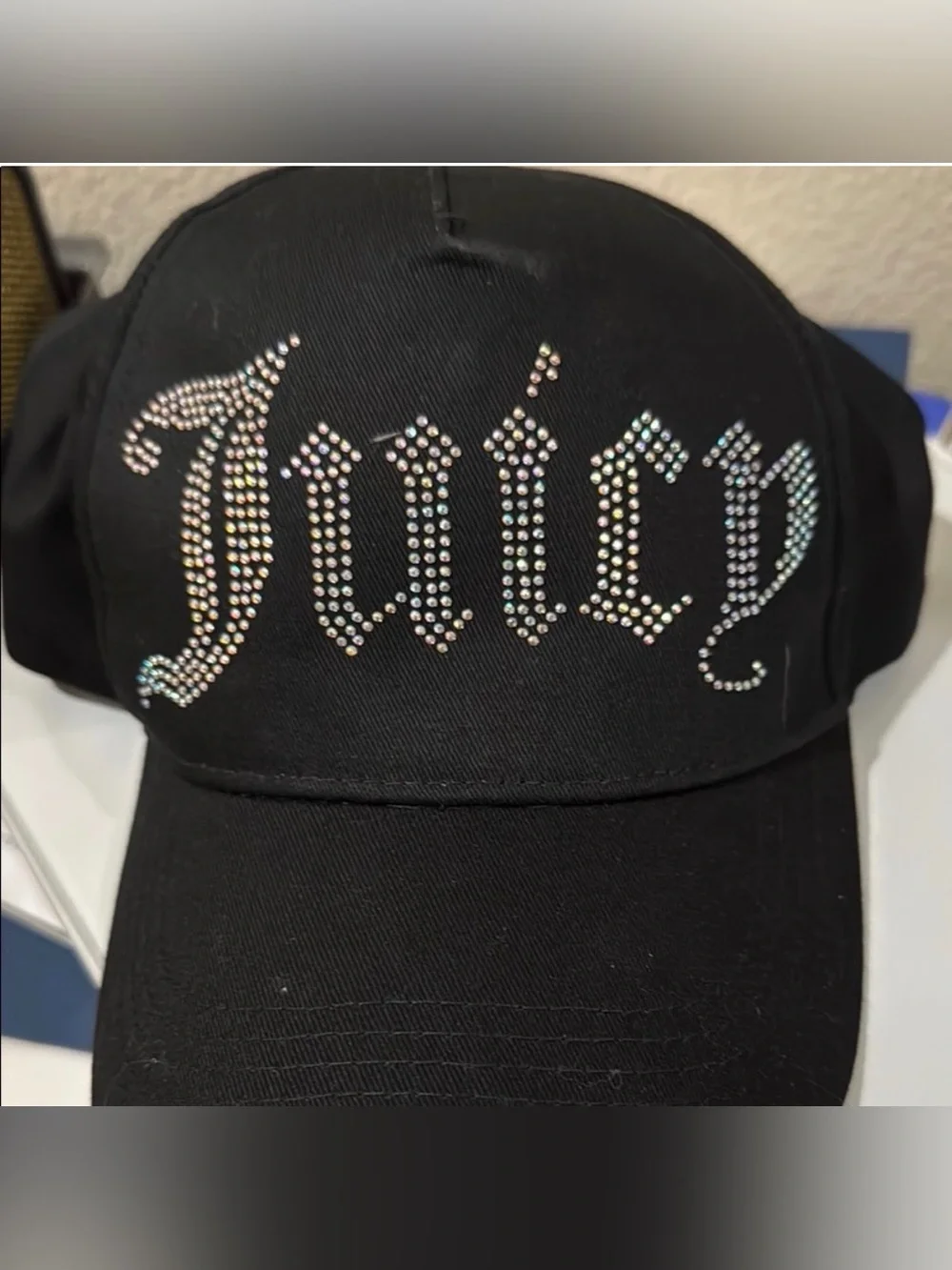 Juicy Couture Black Crystal Logo Cap NWT